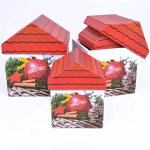 Набор коробок 4 в 1 "Домик MerryChristmas&HappyNewYear" 15x15x18;13,5x13,5x16,5;12x12x14,8;10,5x10см