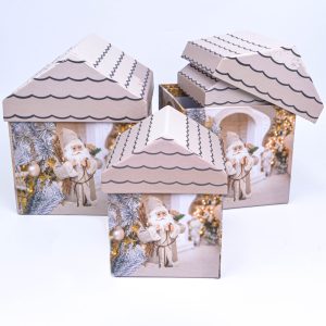 Набор коробок 4 в 1 "Санта с подарками" 15x15x18;13,5x13,5x16,5;12x12x14,8;10,5x10см
