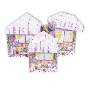 Набор коробок 4 в 1 "Домик Фонарик" 15x15x18;13,5x13,5x16,5;12x12x14,8;10,5x10см
