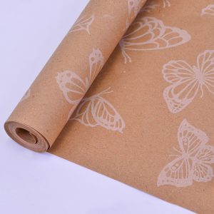 Крафт бумага "Бабочки" 70 см * 400гр Белый