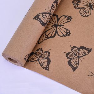 Крафт бумага "Бабочки" 70 см * 400гр Черный