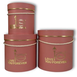 Набор коробок 3 в 1 "Love you forever" 19х19,5см, 17х17см, 14х14,5см Темная пудра
