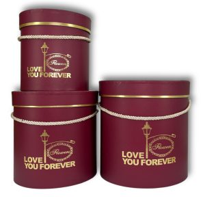 Набор коробок 3 в 1 "Love you forever" 19х19,5см, 17х17см, 14х14,5см Марсала