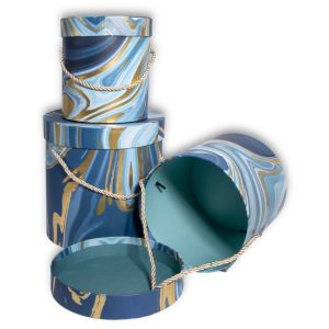 Набор коробок 3 в 1 "Abstraction" 19х19,5см, 17х17см, 14х14,5см Синий