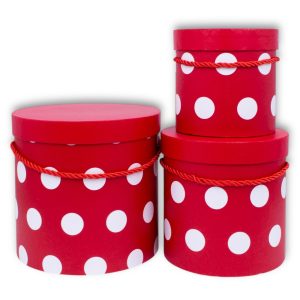 Набор коробок 3 в 1 "ГОРОХ" 18,5хН17см, 16хН15см, 12хН12см Красный/белый