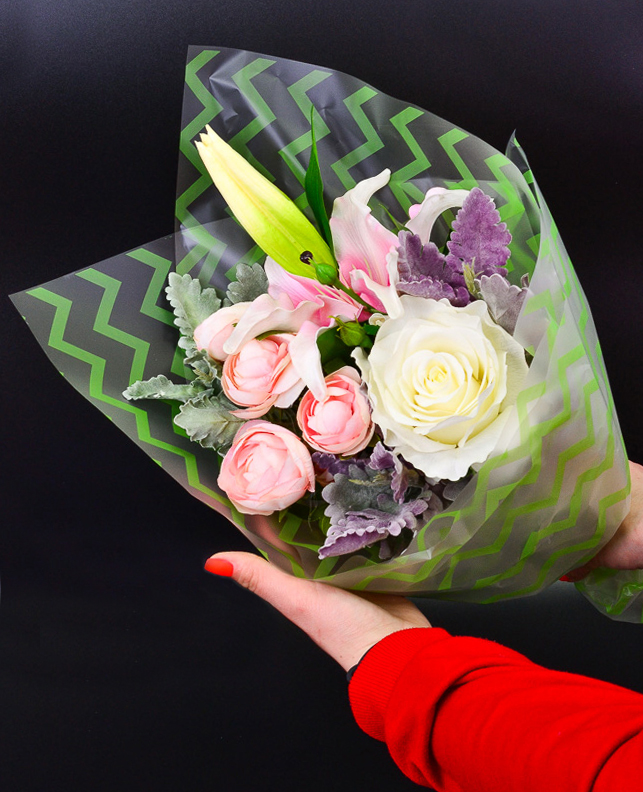 Пленка матовая 60 см * 200гр "Шеврон" Светло-салатовый