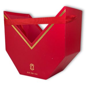 Коробка "Сумочка с золотой каймой" 24х21х14см Красная
