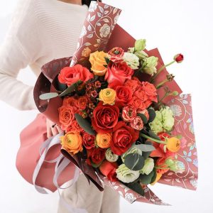 Пленка матовая "Flowers" 60 см * 5м Темная пудра