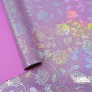 Пленка матовая "Flowers" 60 см * 5м Розовая