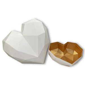 Набор коробок 2 в 1 пластик "Сердце" Белый 25х25h18, 18х18h13см