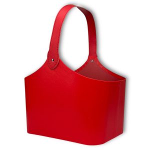 Коробка Сумочка "Кожаная ручка" 23,2х18х17см Красная