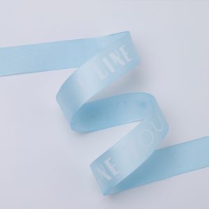 Лента атласная "Premium.I like you" 2,5смх25ярдов Небесная