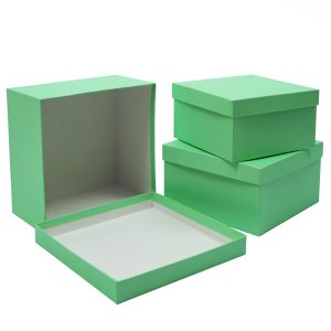 Набор коробок 3 в 1 "Классика" 19,5x19,5xh11, 17,5x17,5xh10, 15,5x15,5xh9см Мята