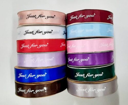 Лента атласная "Just for you" 2,5смх50ярд Белая