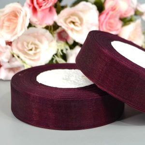 Лента органза 2,5смх50ярд Бордовая 1048