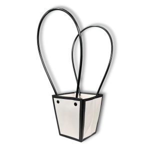 Сумочка для цветов 9х10x6,5см Белая с черным 10шт/уп