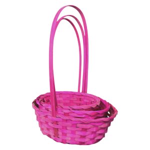 Набор корзин 3 в 1 бамбук 18x13×8×30, 22x16×9×32, 25x18×9×35 см Фуксия
