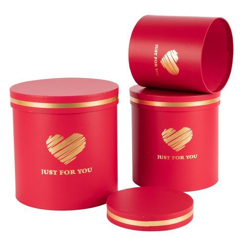 Набор коробок 3в1 "Just for you" 20х20,5, 18х18,5, 15х15,5см Красный