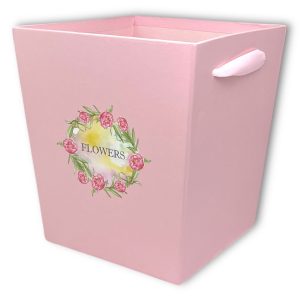 Коробка "Трапеция Flowers" 17х17х13xh18см Розовая