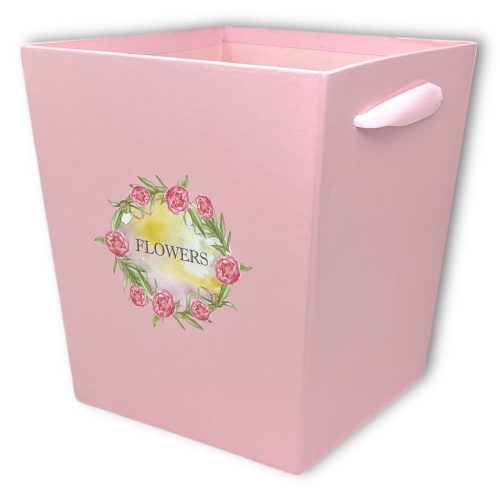 Коробка "Трапеция Flowers" 17х17х13xh18см Розовая