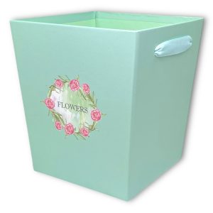Коробка "Трапеция Flowers" 17х17х13xh18см Светло-зеленая
