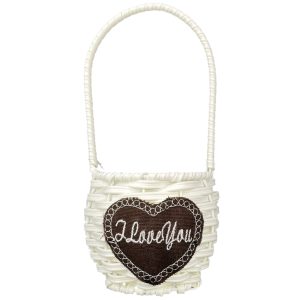 Корзина плетеная пластик "I love you" 9xh9xh21,5см Белая (железный каркас)